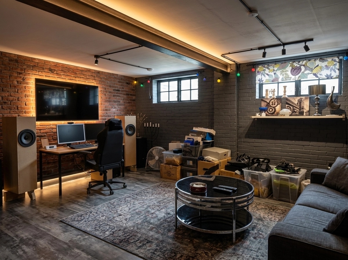 Interior design in Loft / Industrial style — basement by GenRoom AI
