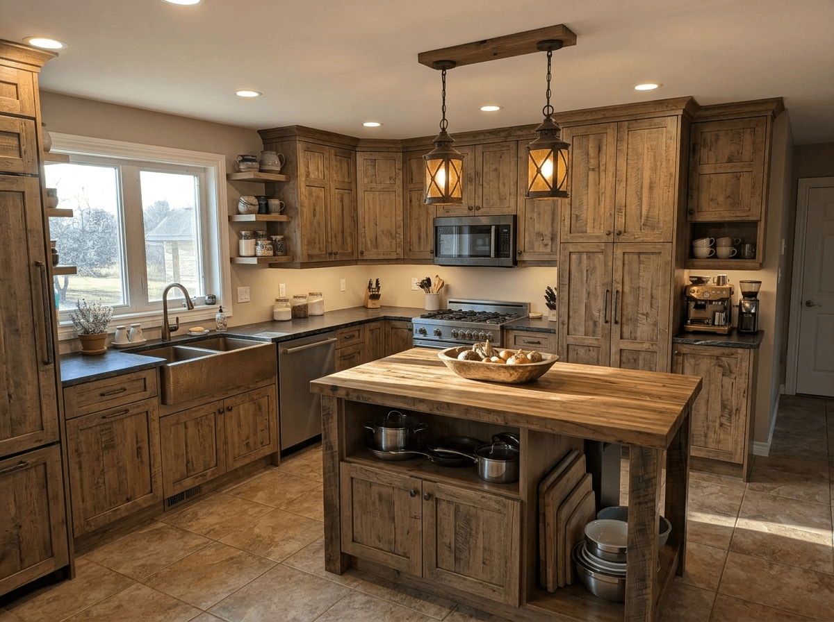 Rustic Kitchen design — interior photo by GenRoom AI