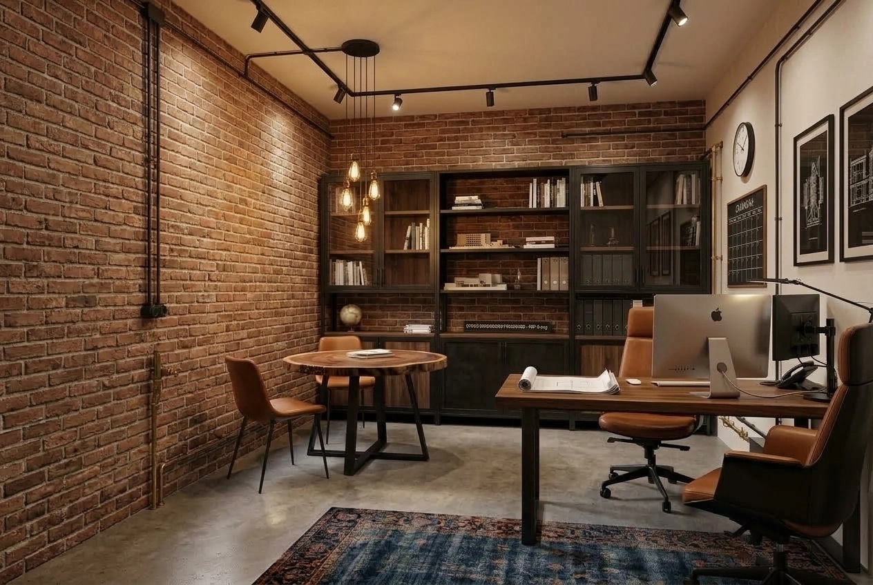 Office interior in Loft / Industrial style — photo by GenRoom AI