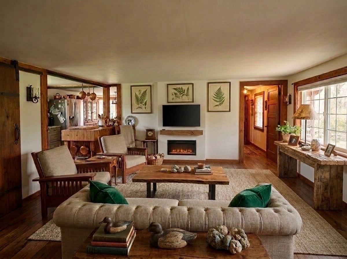 Interior design in Rustic style — Living Room by GenRoom AI