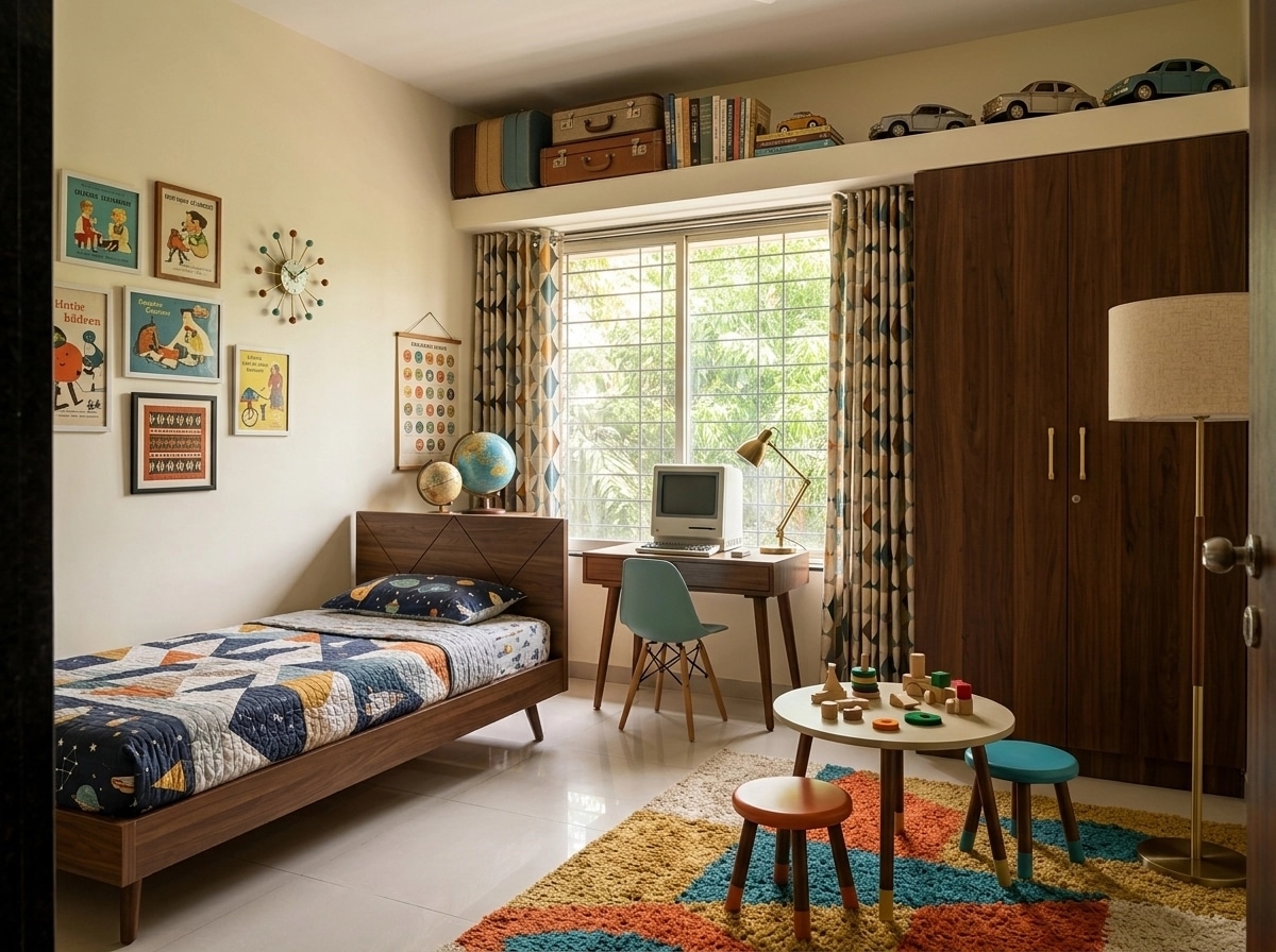 Interior design in Mid-Century Modern style — Kids Room by GenRoom AI