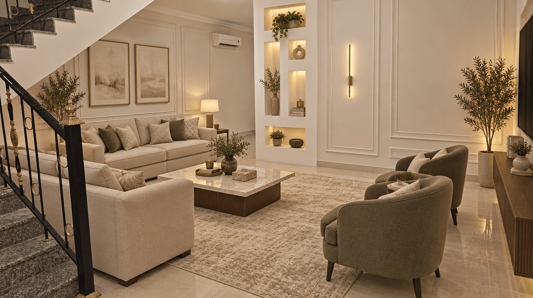 Interior design in Neoclassic style — Living Room by GenRoom AI