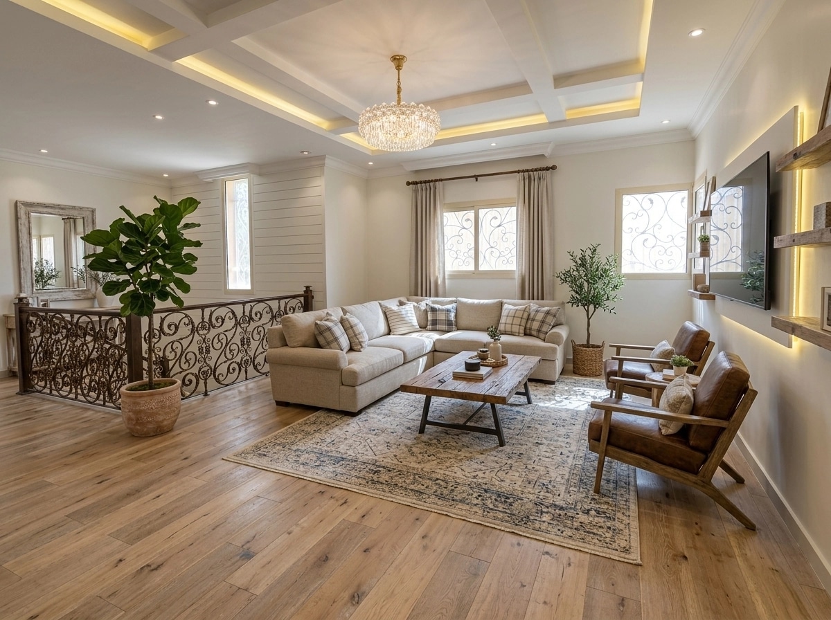 Modern Farmhouse Living Room design — interior photo by GenRoom AI