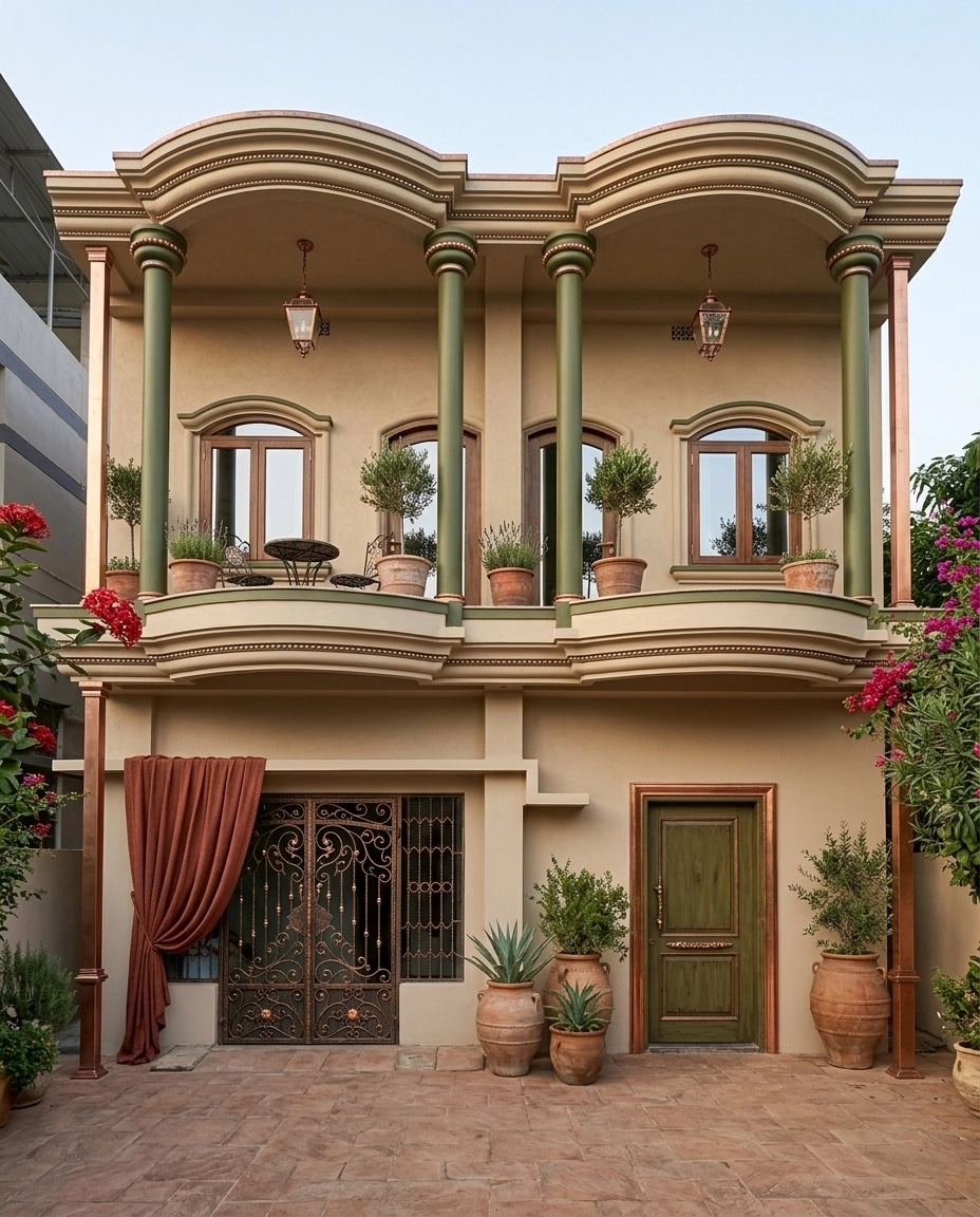 Facade design in Mediterranean Facade style — photo by GenRoom AI