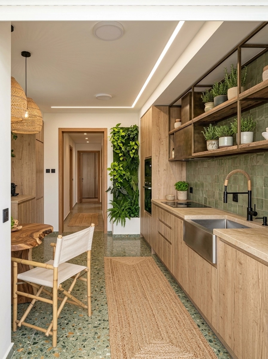 Kitchen interior in Biophilic style — photo by GenRoom AI