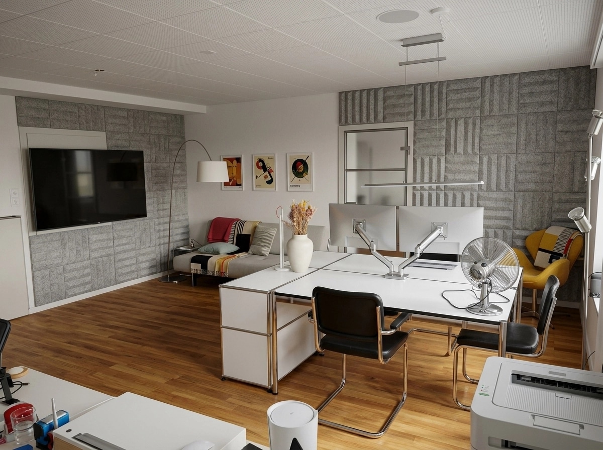 Office interior in Bauhaus style — photo by GenRoom AI