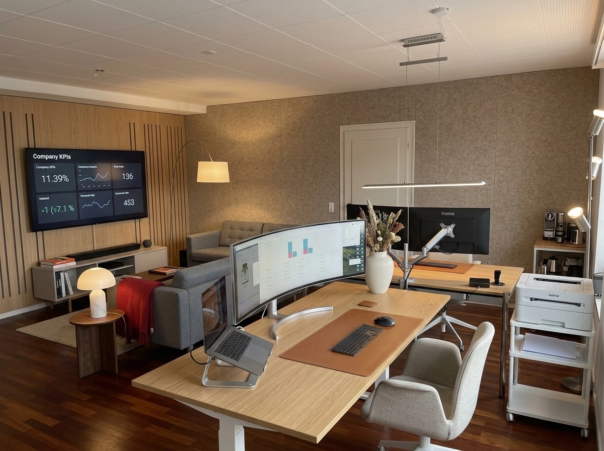 Office interior in Scandinavian style — photo by GenRoom AI