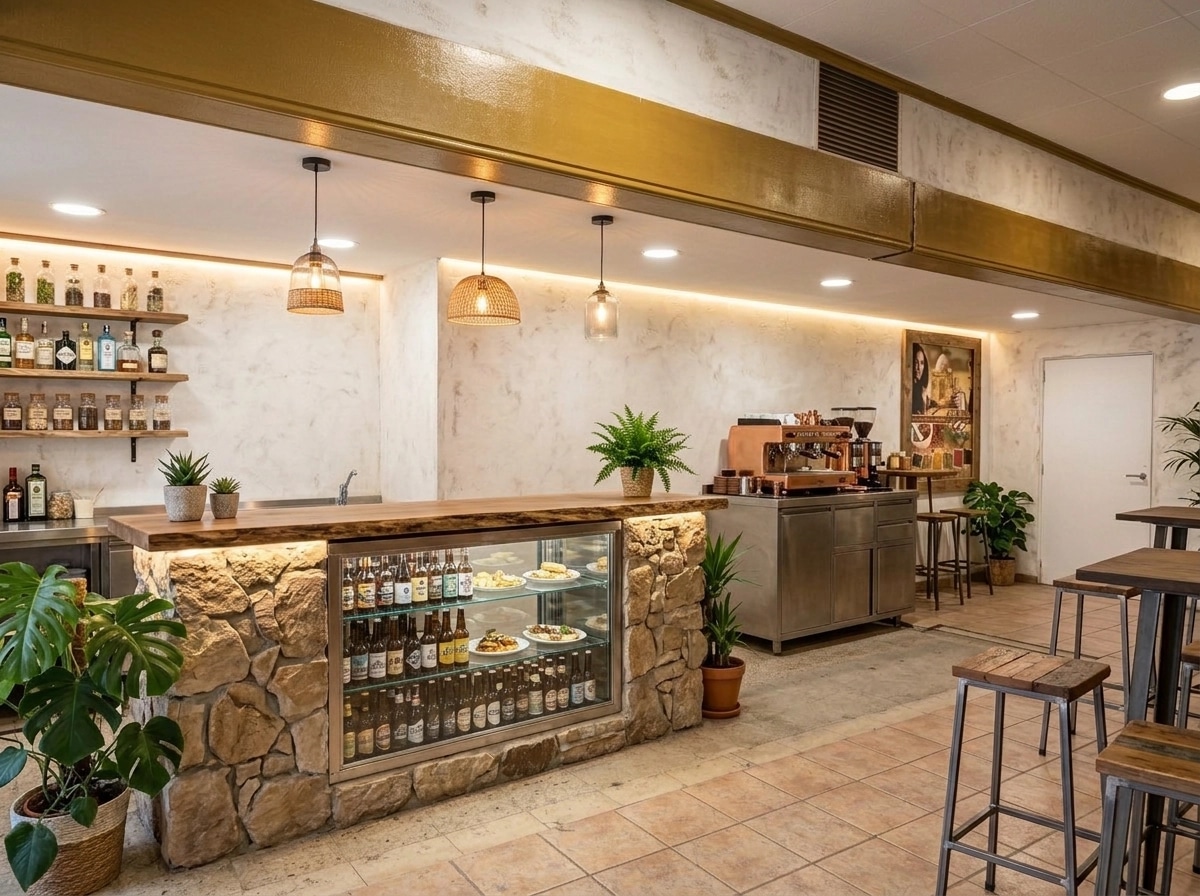 Interior design in Biophilic style — bar by GenRoom AI