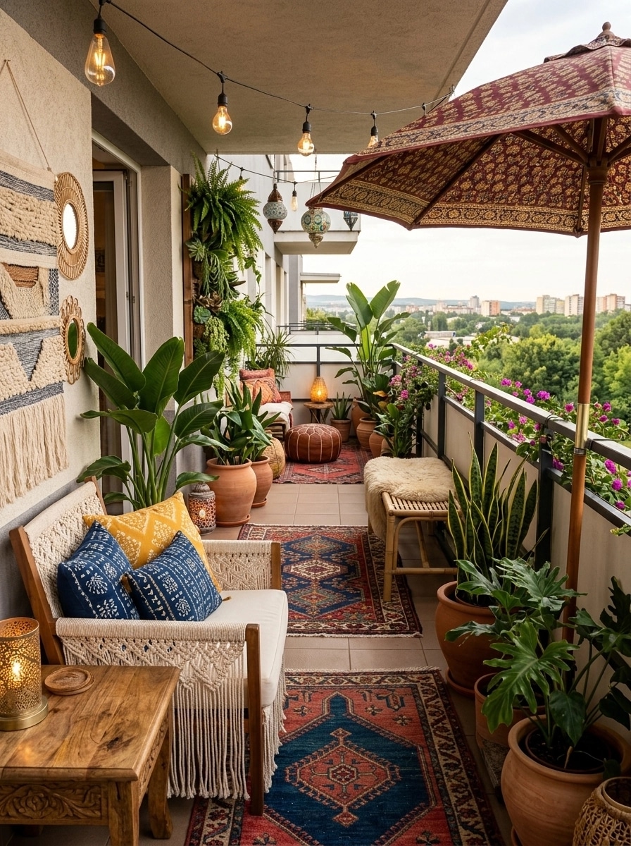 Interior design in Bohemian style — terrace by GenRoom AI