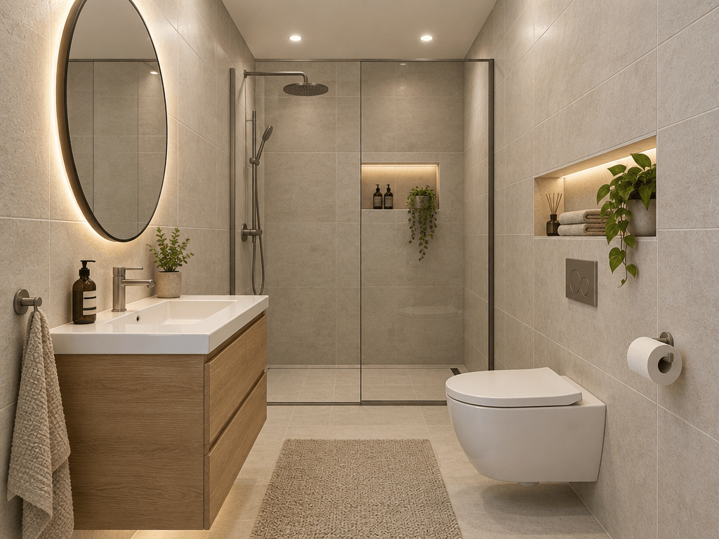 التصميم الداخلي بنمط Minimalism — الحمام من GenRoom AI