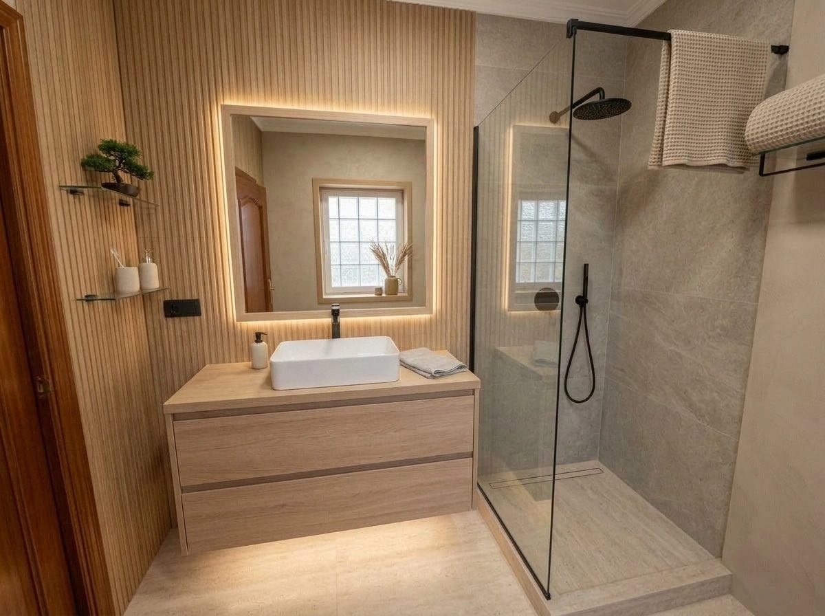 Japandi Bathroom design — interior photo by GenRoom AI