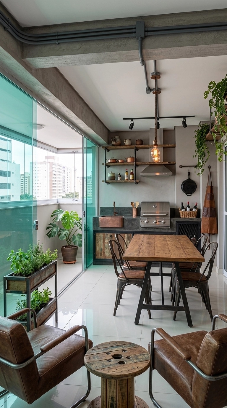 Interior design in Loft / Industrial style — balcony by GenRoom AI