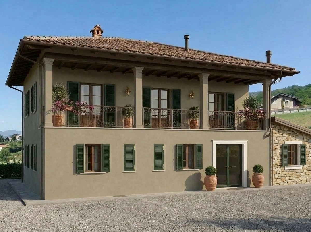 Italian Villa Facade Facade design — facade photo by GenRoom AI