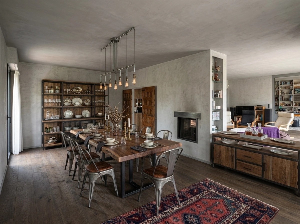 Interior design in Loft / Industrial style — dining_room by GenRoom AI