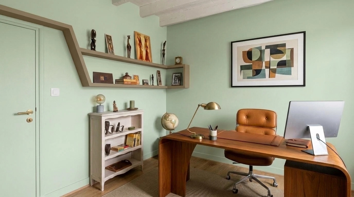 Office interior in Mid-Century Modern style — photo by GenRoom AI
