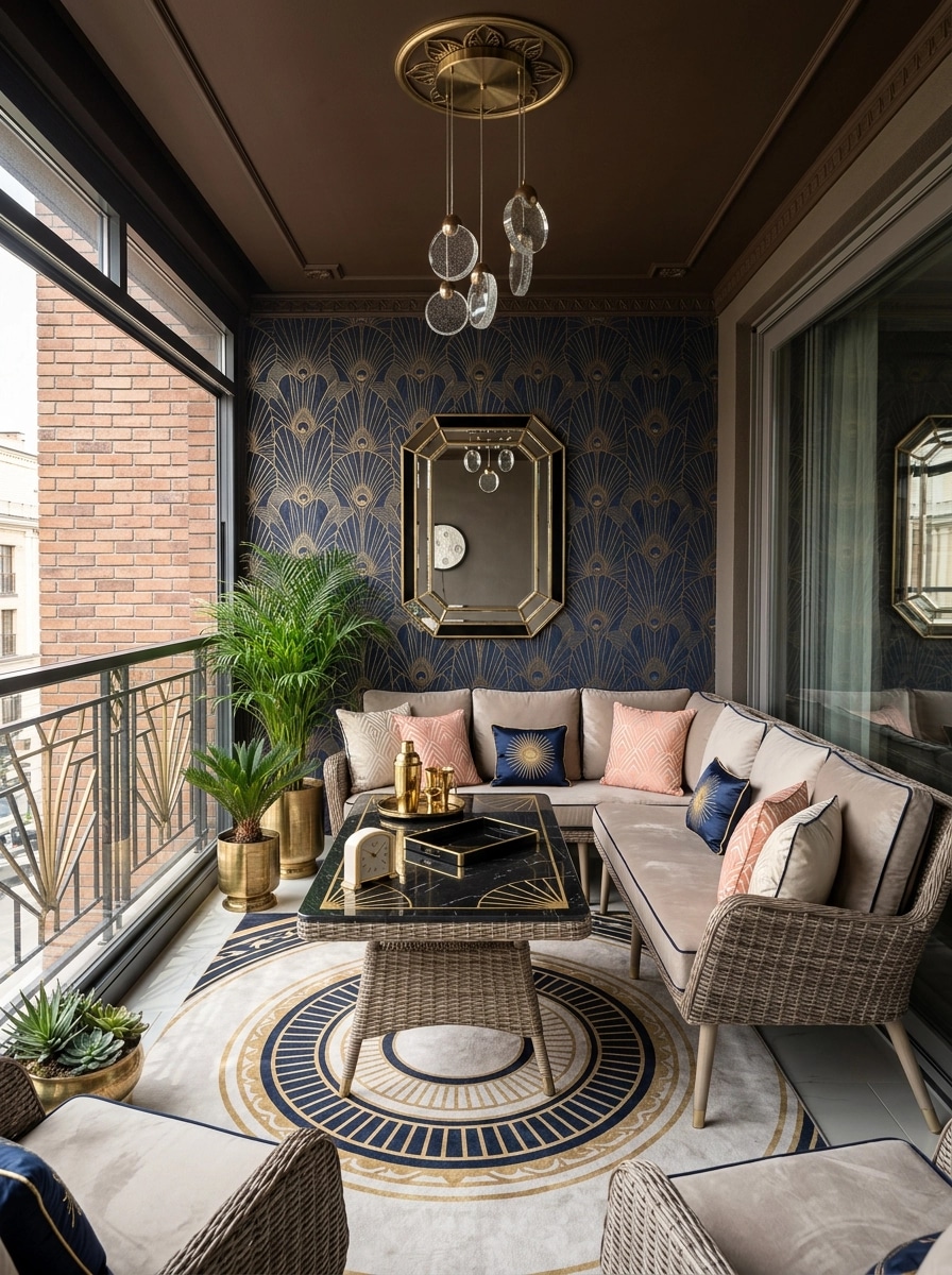 Interior design in Art Deco style — balcony by GenRoom AI