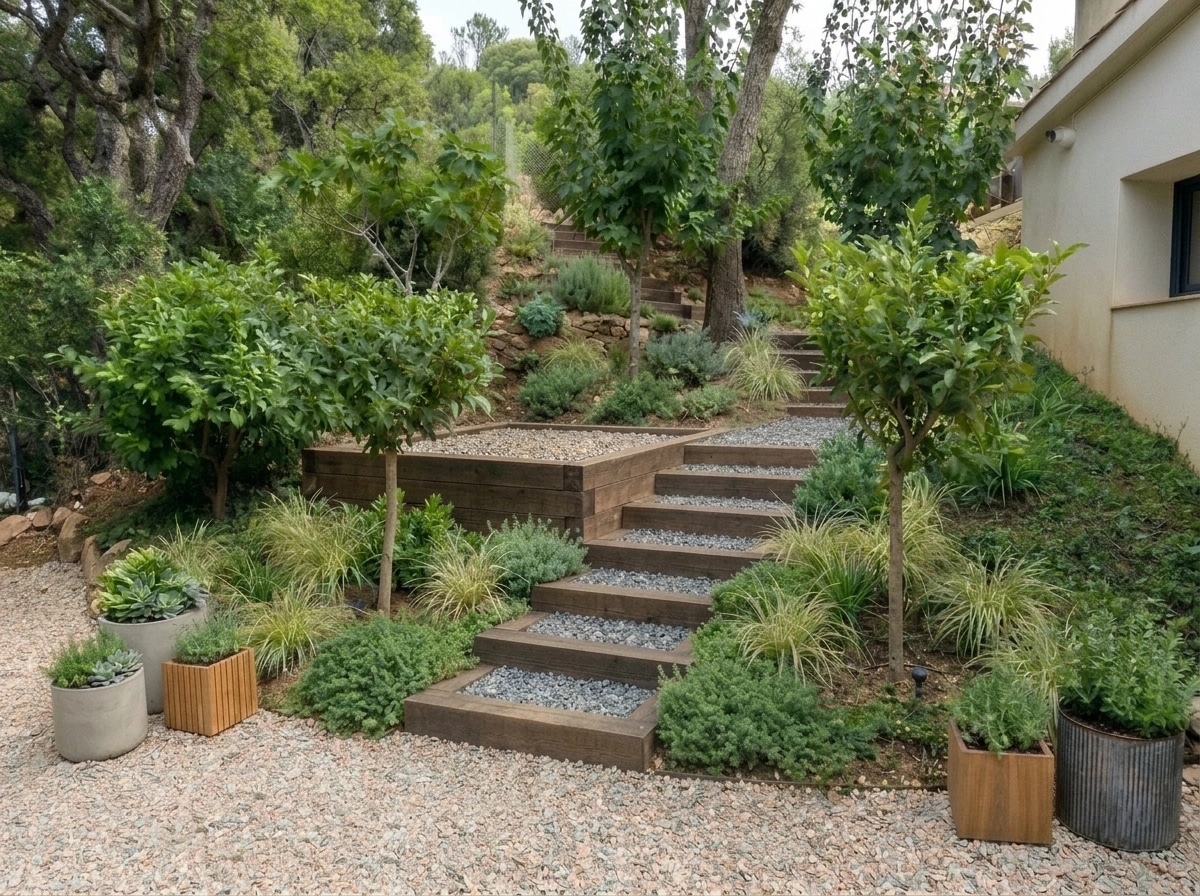 Landscape design in Scandinavian Garden style — Yard by GenRoom AI