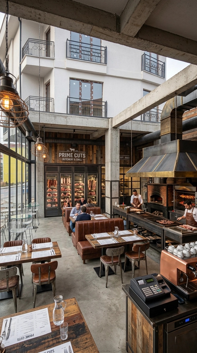 Interior design in Loft / Industrial style — restaurant by GenRoom AI