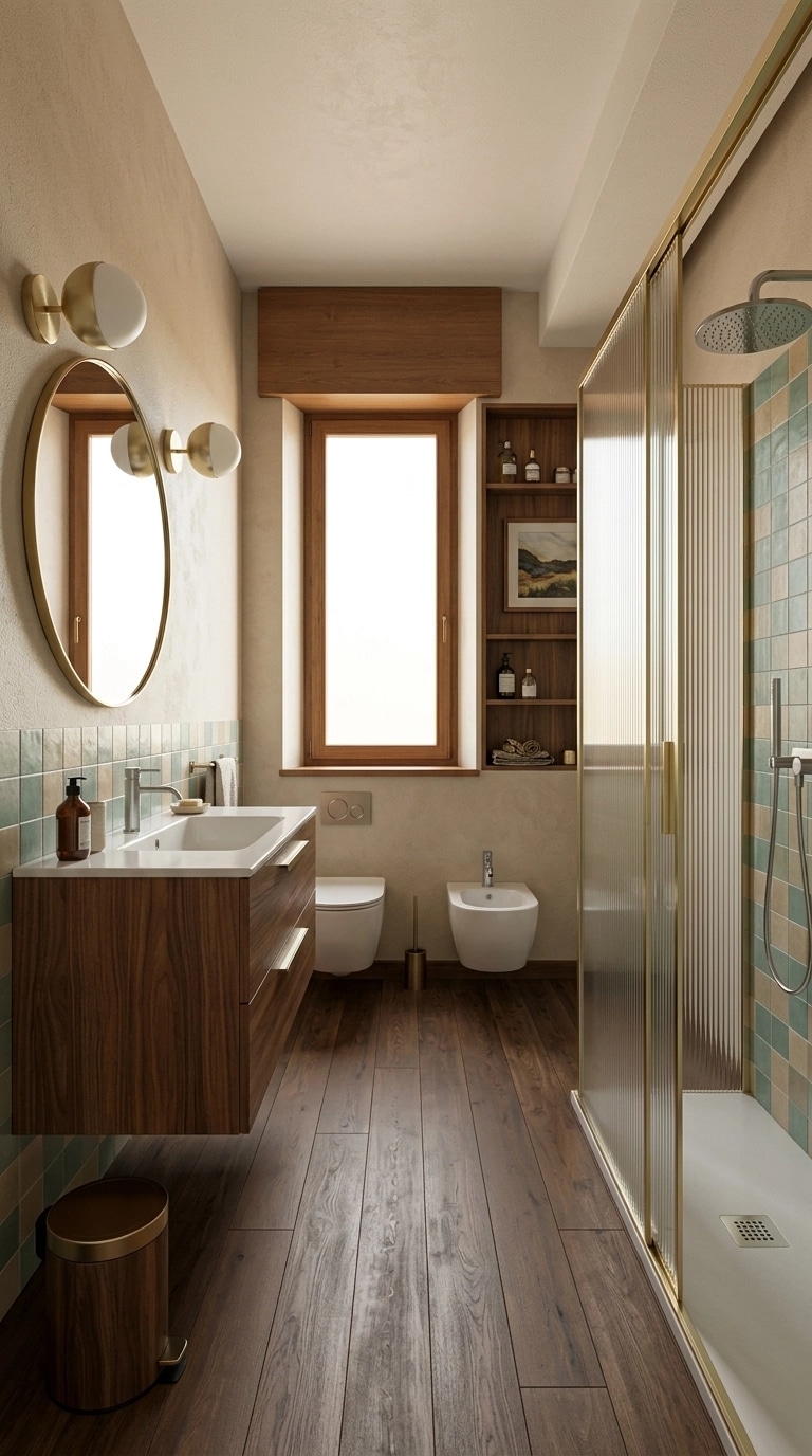 Interior design in Mid-Century Modern style — Bathroom by GenRoom AI