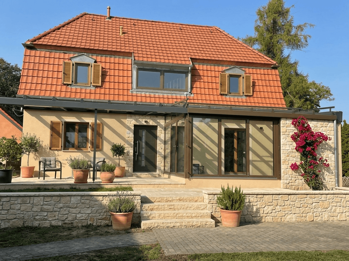 Facade design in Mediterranean Facade style — photo by GenRoom AI