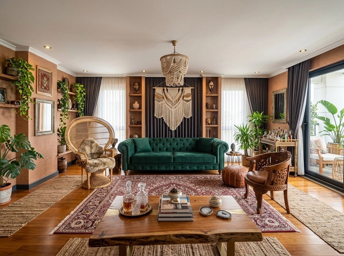 Interior design in Bohemian style — Living Room by GenRoom AI