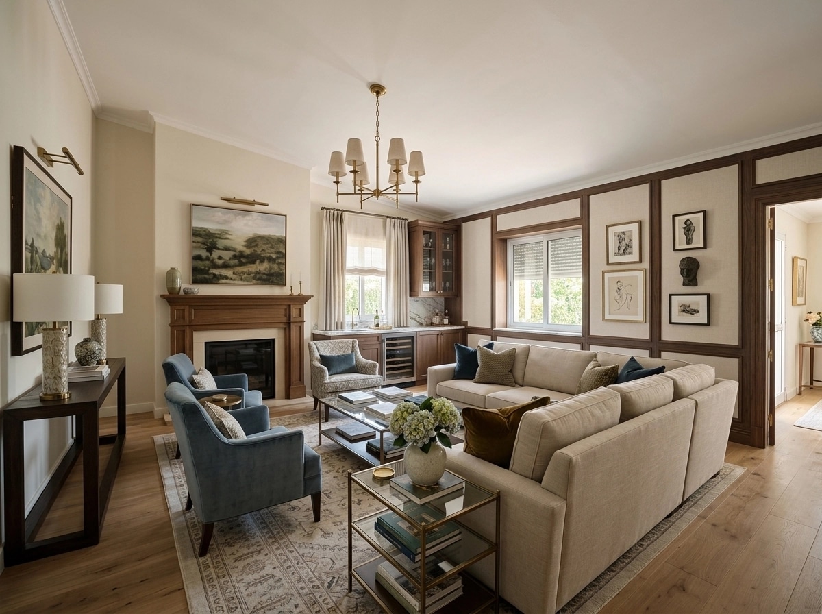 Transitional Living Room design — interior photo by GenRoom AI