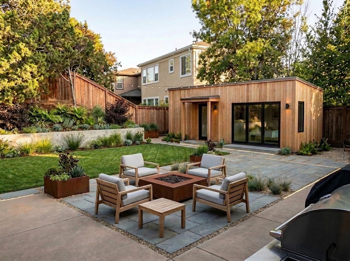 Landscape design in Scandinavian Garden style — Yard by GenRoom AI
