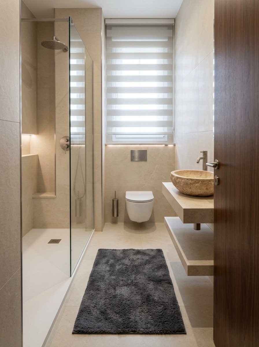 Bathroom interior in Minimalism style — photo by GenRoom AI