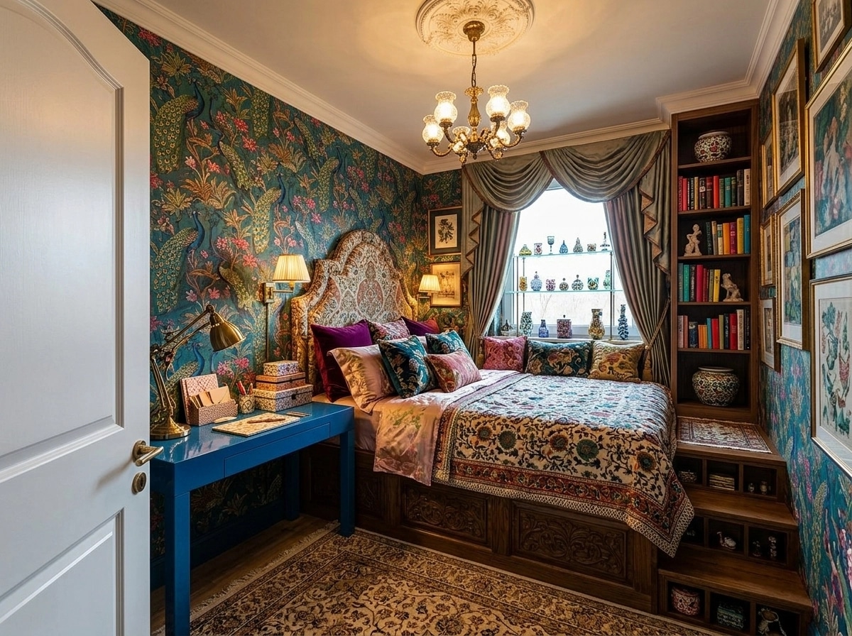 Maximalist Bedroom design — interior photo by GenRoom AI
