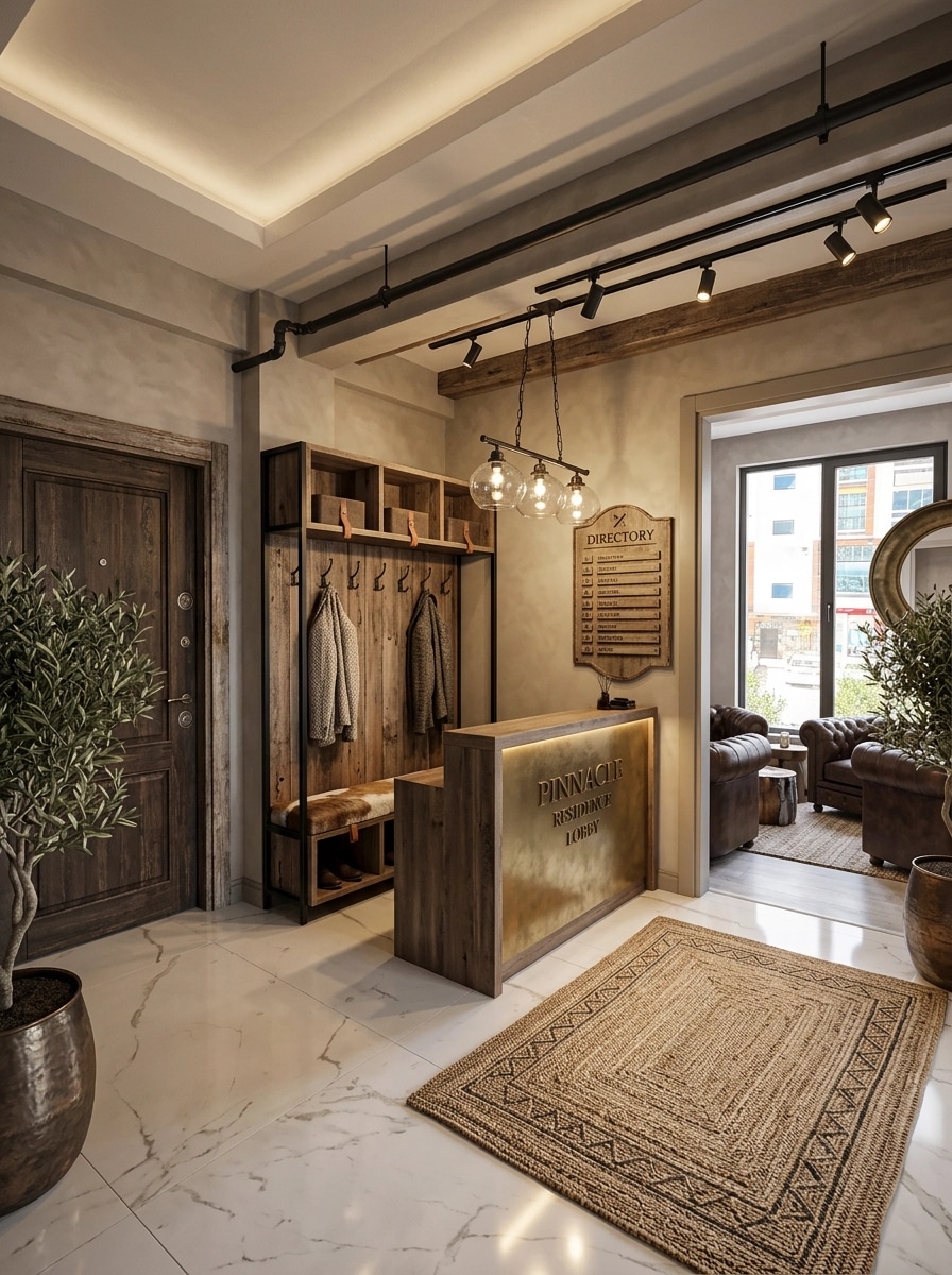Interior design in Rustic style — lobby by GenRoom AI
