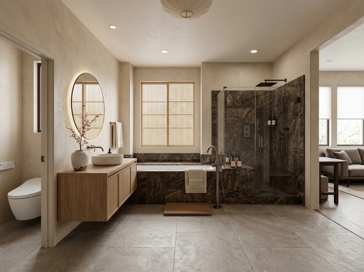 Japandi Bathroom design — interior photo by GenRoom AI