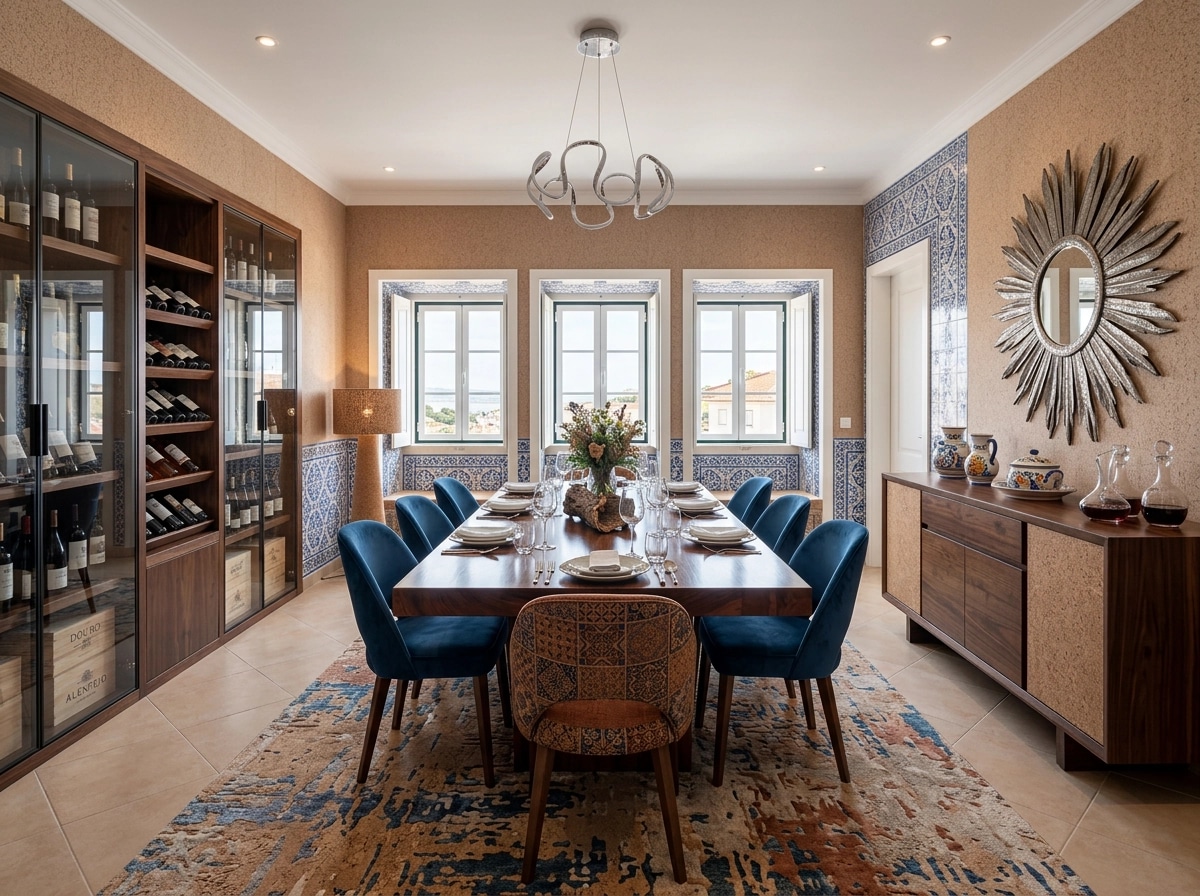 Interior design in Portuguese Modern style — dining_room by GenRoom AI