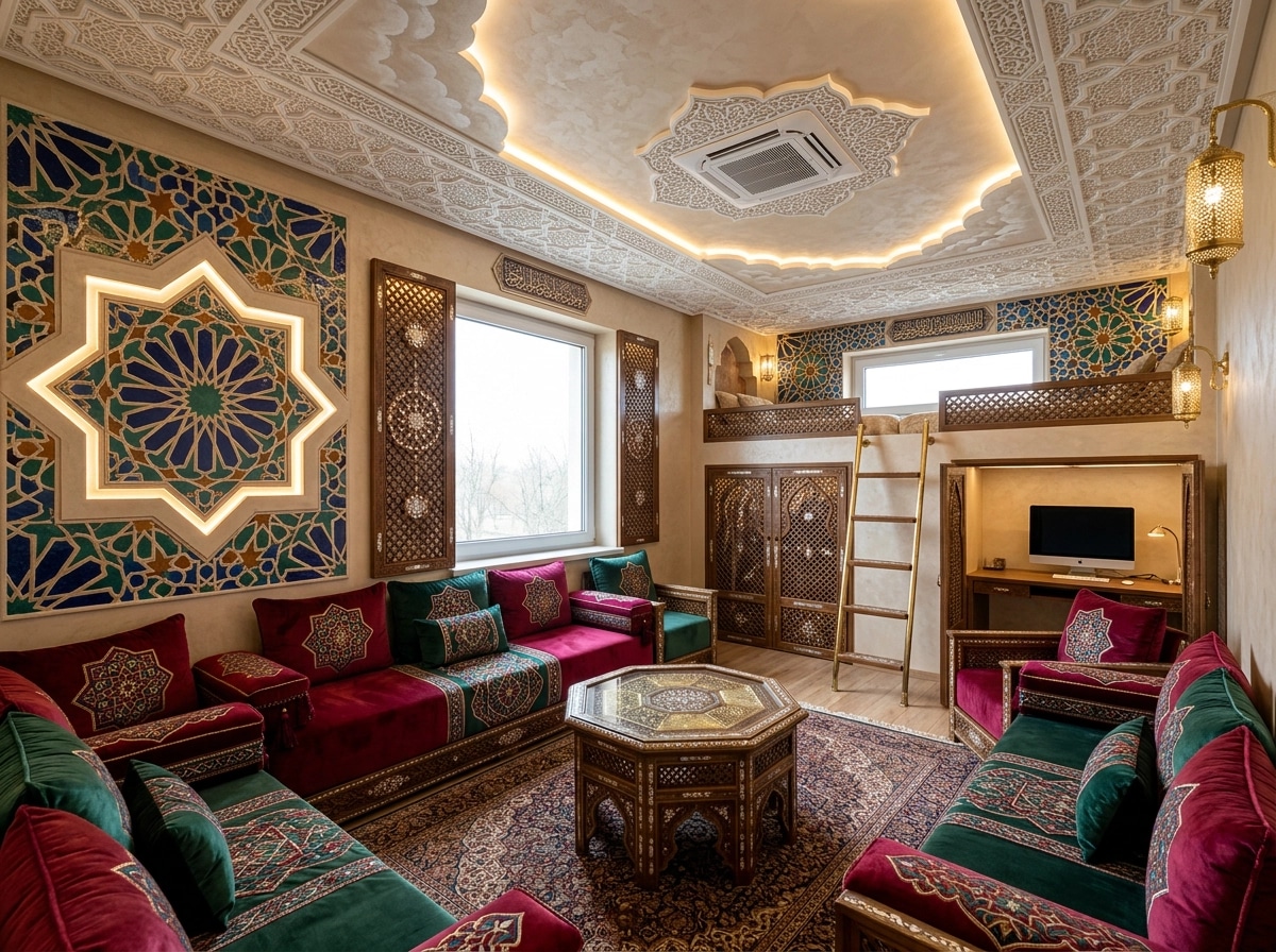 Interior design in Islamic Geometric style — Living Room by GenRoom AI