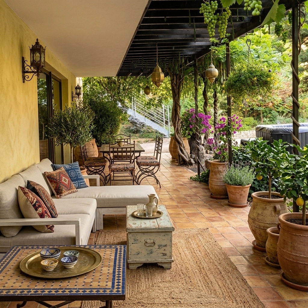 Interior design in Mediterranean style — terrace by GenRoom AI
