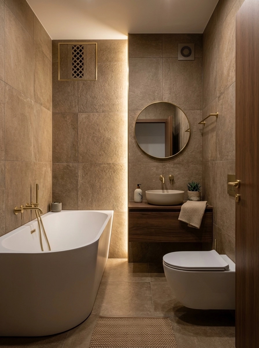 Bathroom interior in Minimalism style — photo by GenRoom AI