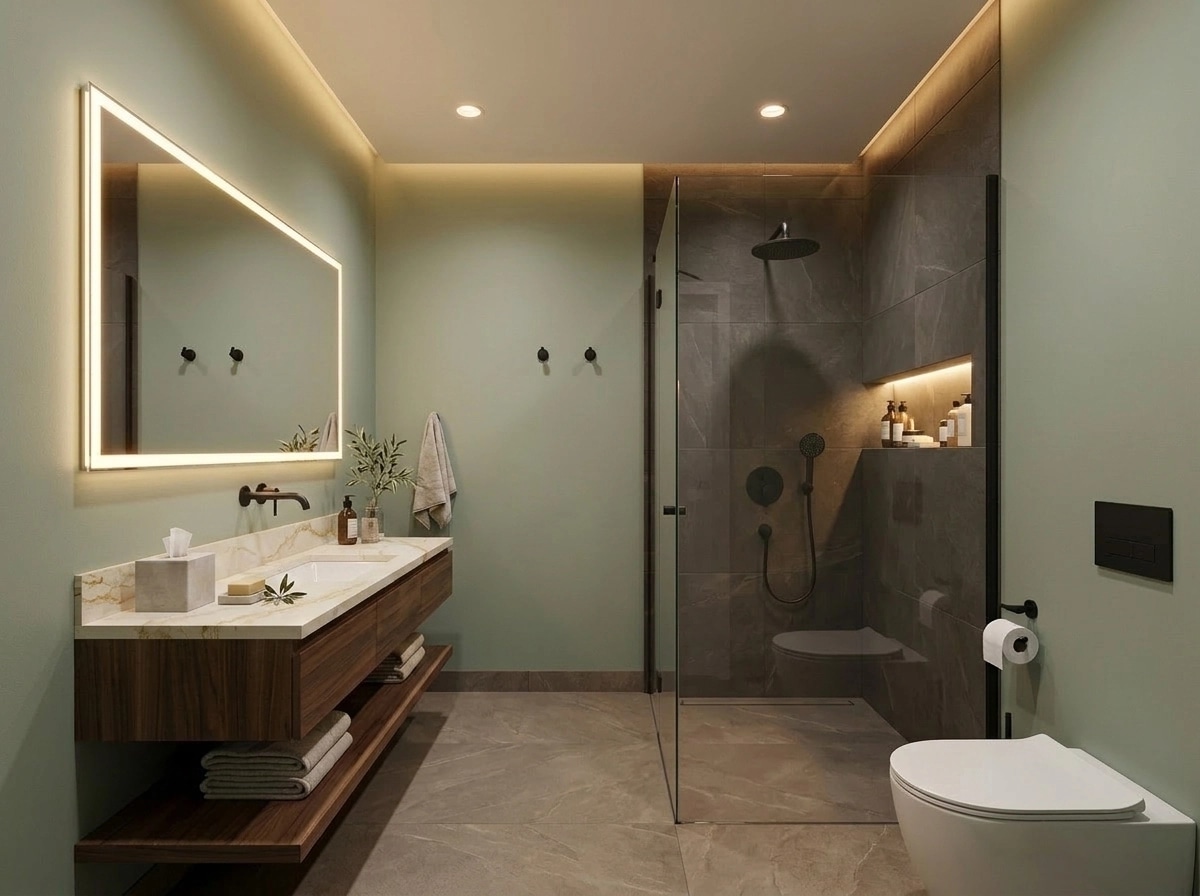 Bathroom interior in Transitional style — photo by GenRoom AI