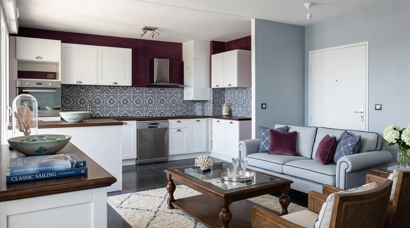 Coastal / Hamptons Living Room design — interior photo by GenRoom AI