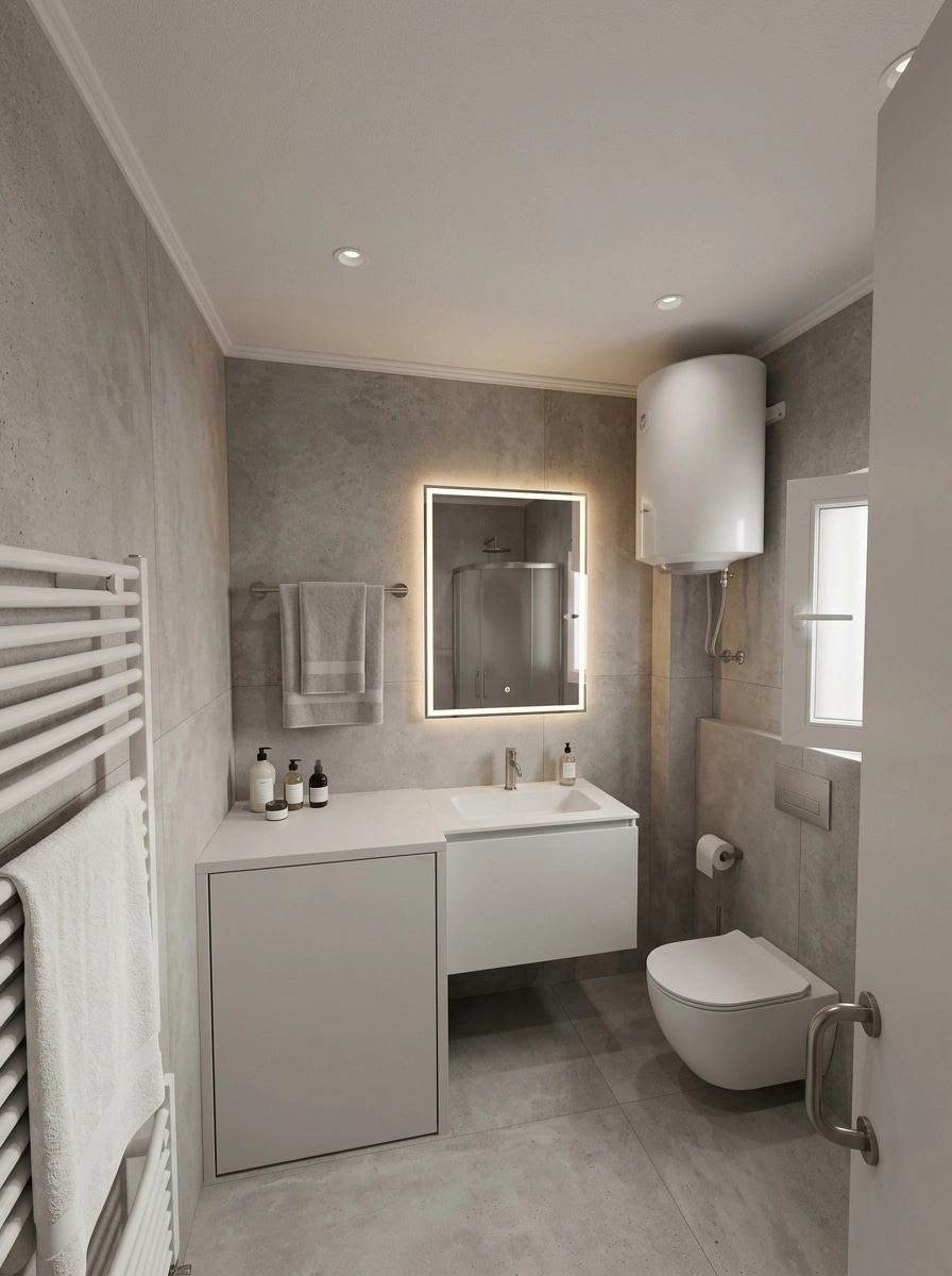 Bathroom interior in Minimalism style — photo by GenRoom AI
