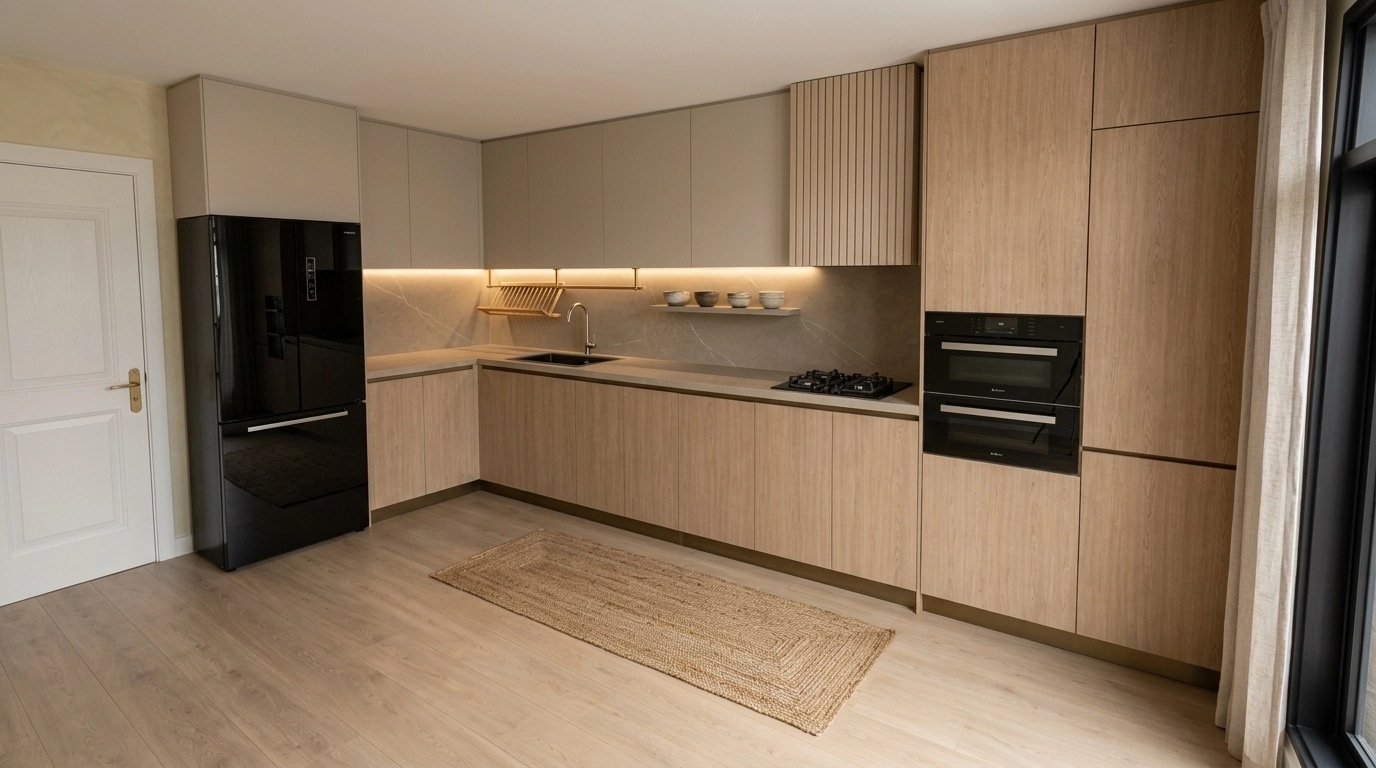 Kitchen interior in Japandi style — photo by GenRoom AI