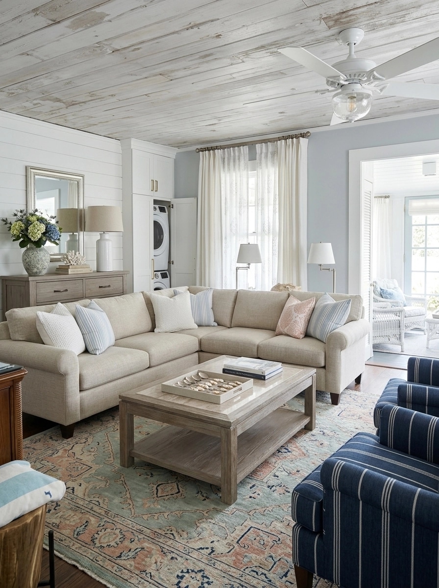 Interior design in Coastal / Hamptons style — Living Room by GenRoom AI