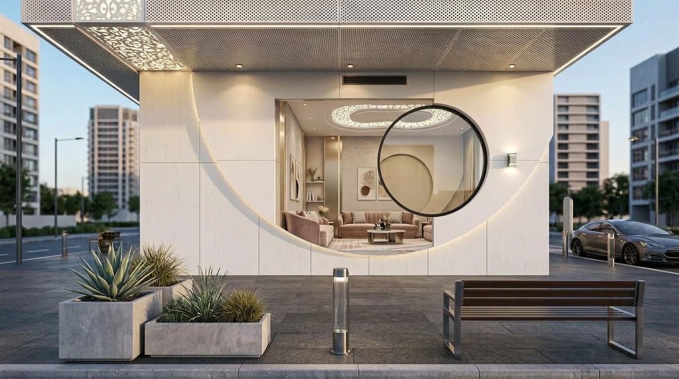 Fasad dizayni — Contemporary Facade uslubi — GenRoom AI tomonidan Fasad
