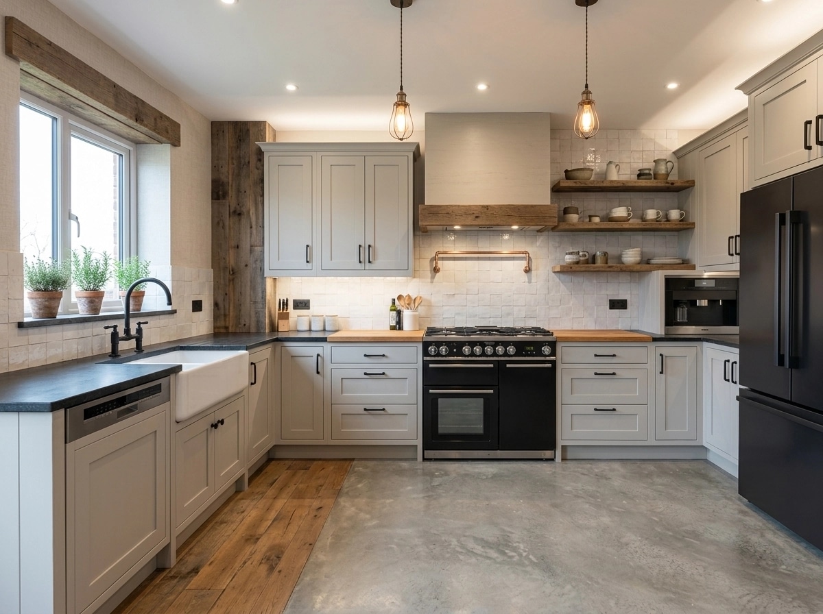 Kitchen interior in Modern Farmhouse style — photo by GenRoom AI