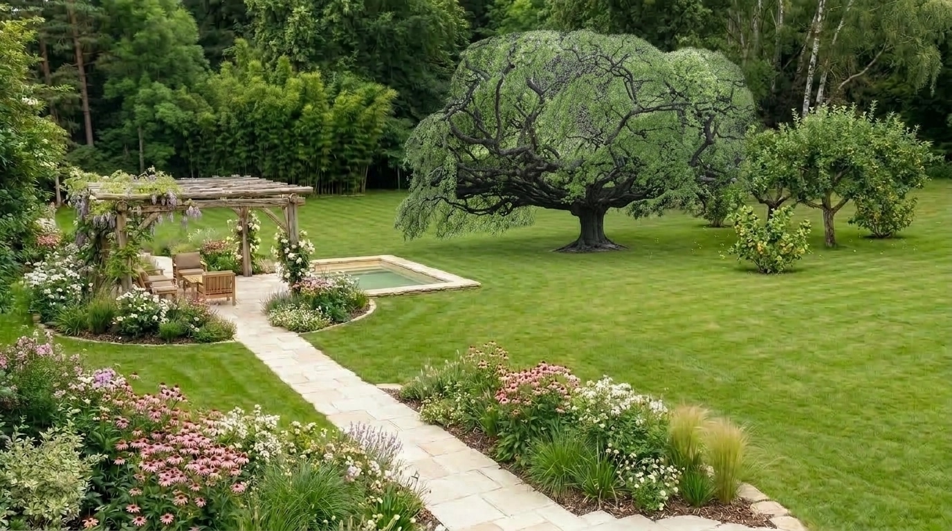 Country Rustic Garden Jardim design — yard photo by GenRoom AI