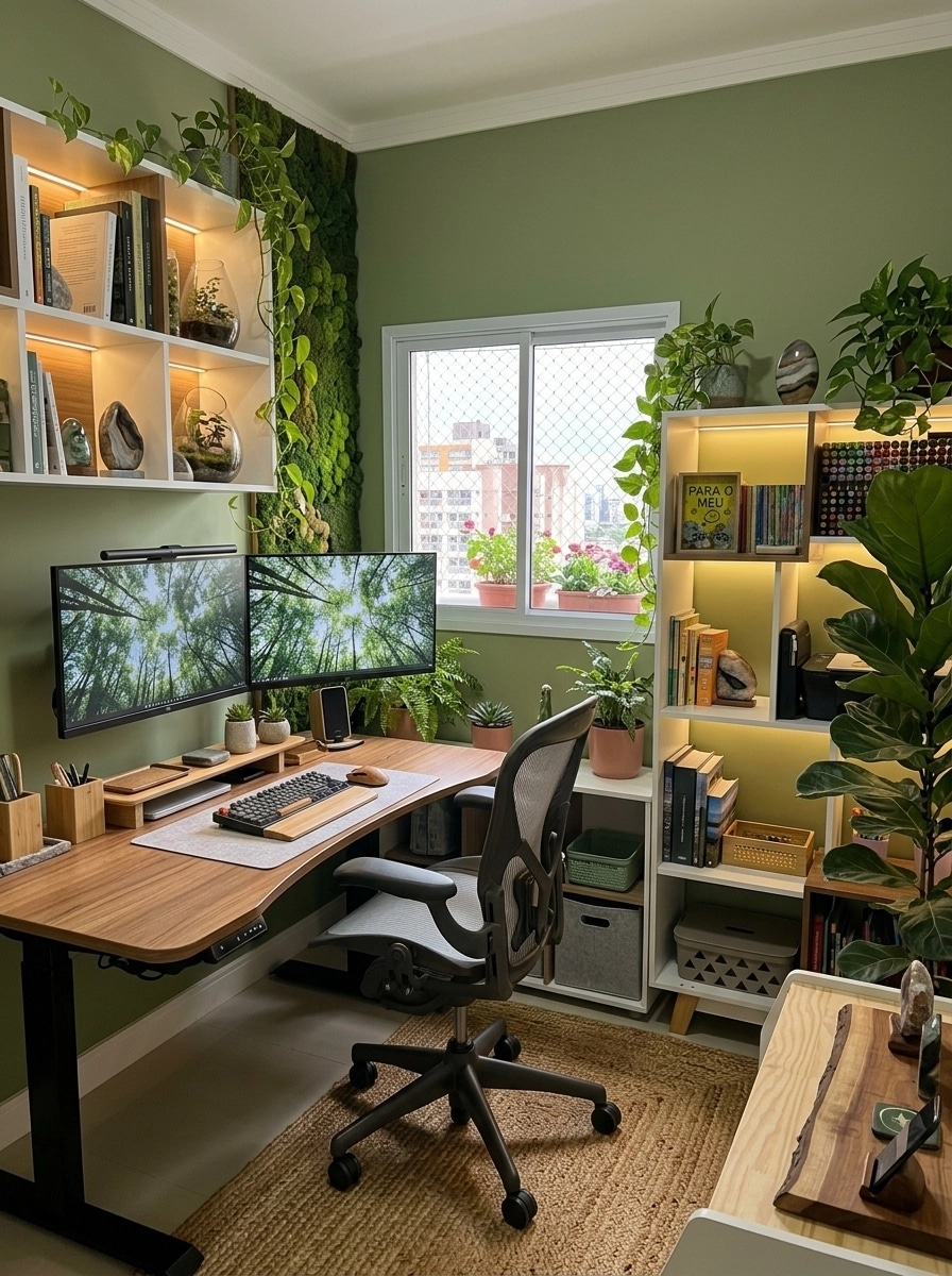Office interior in Biophilic style — photo by GenRoom AI