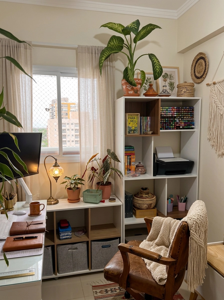 Office interior in Bohemian style — photo by GenRoom AI