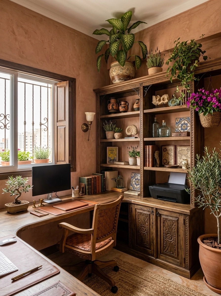 Office interior in Mediterranean style — photo by GenRoom AI
