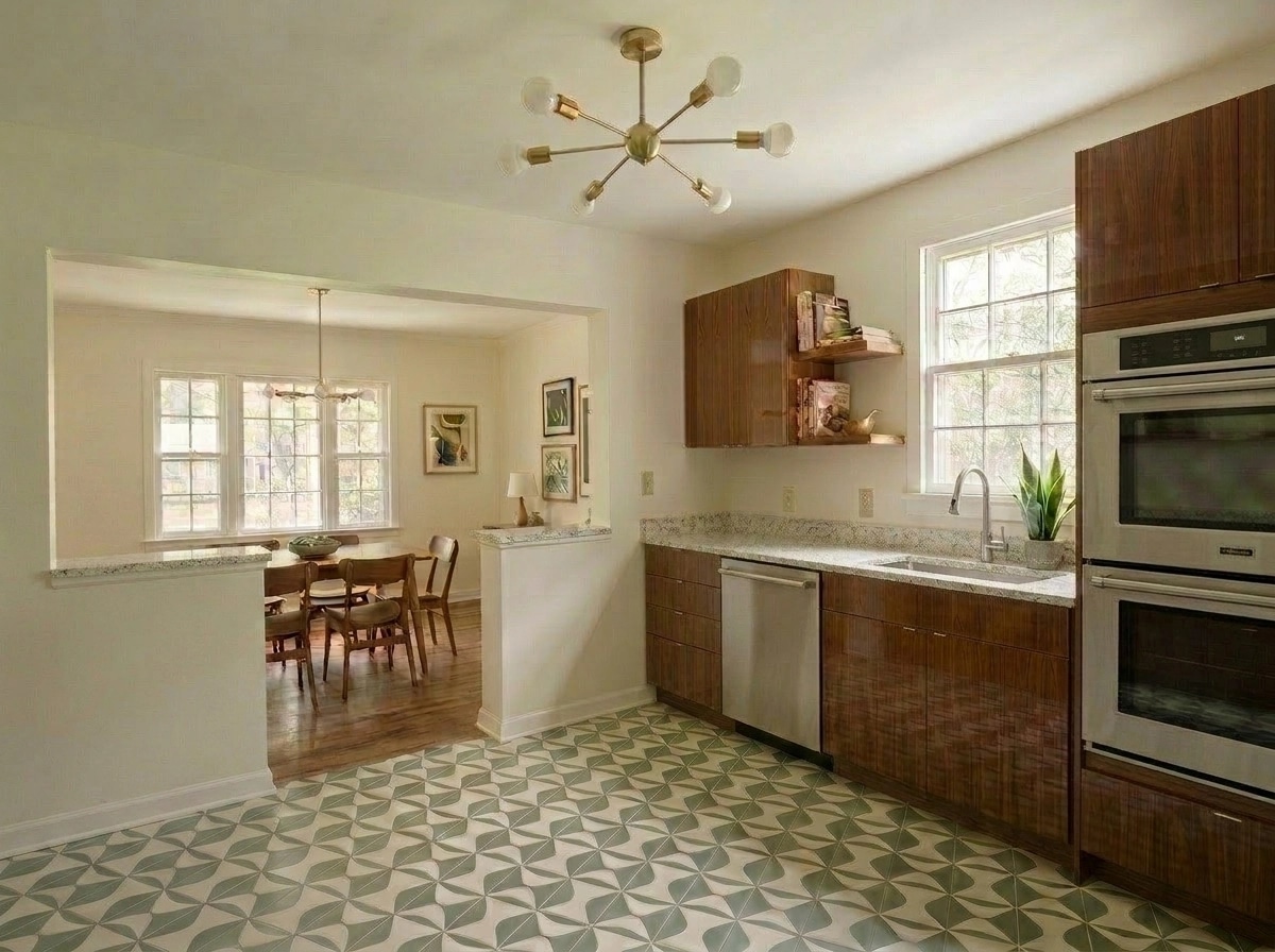 Mid-Century Modern Kitchen design — interior photo by GenRoom AI
