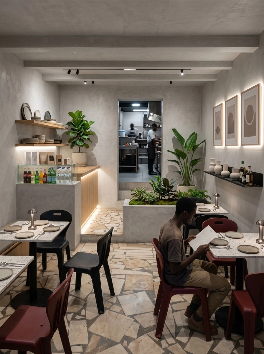 Interior design in Minimalism style — restaurant by GenRoom AI