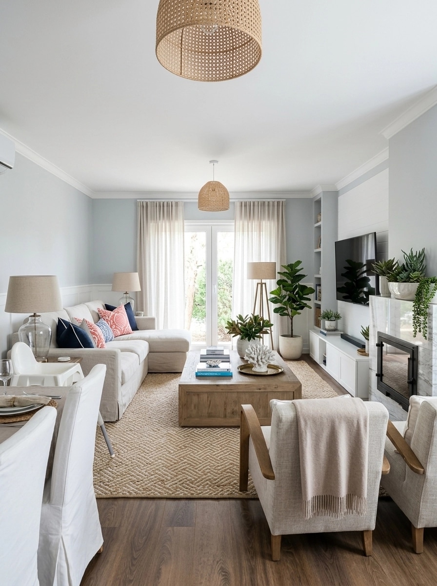 Coastal / Hamptons غرفة المعيشة design — interior photo by GenRoom AI