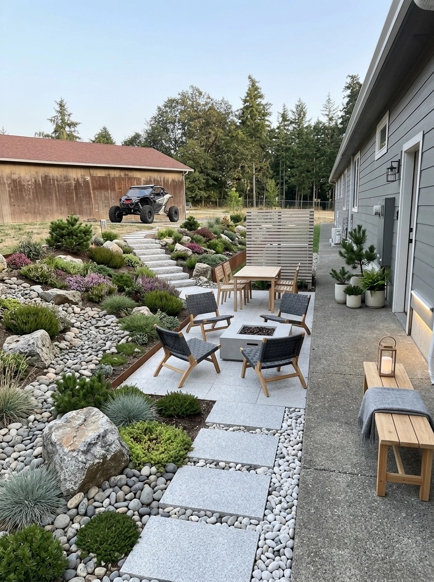 Landscape design in Scandinavian Garden style — Yard by GenRoom AI